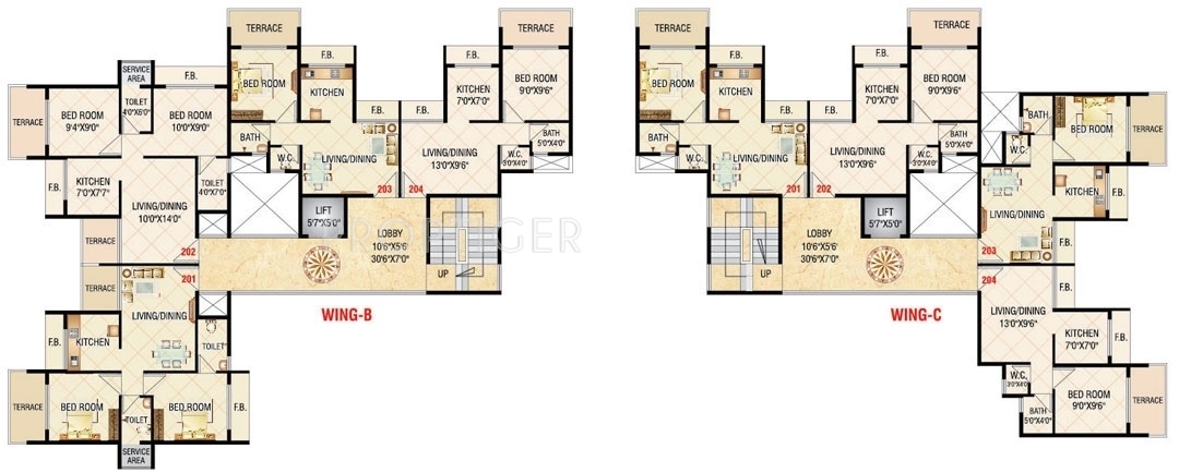today group empire Wing B & C Cluster Plan for Typical Floor