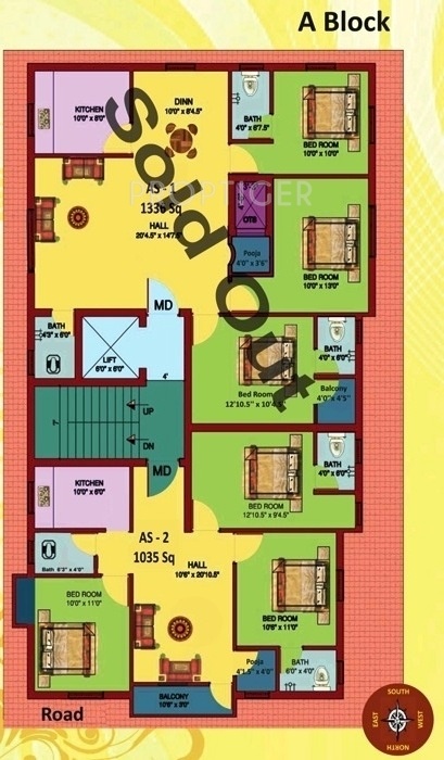 yazhini builder apartment Cluster Plan for 2nd Floor