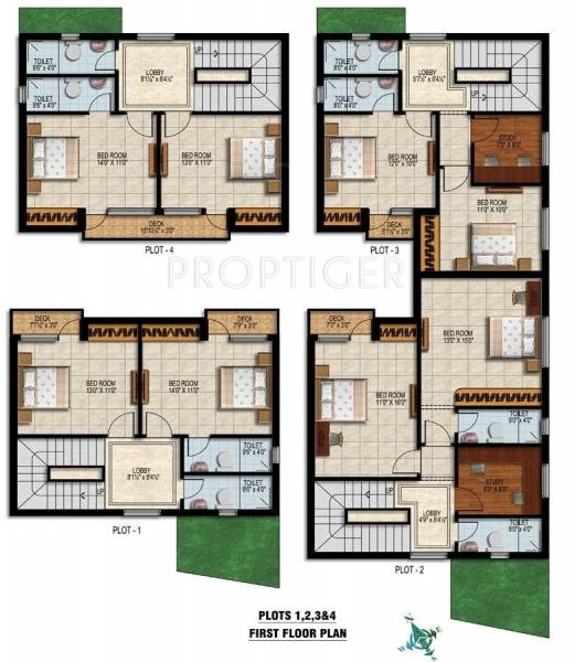  villas Cluster Plan for 1st Floor
