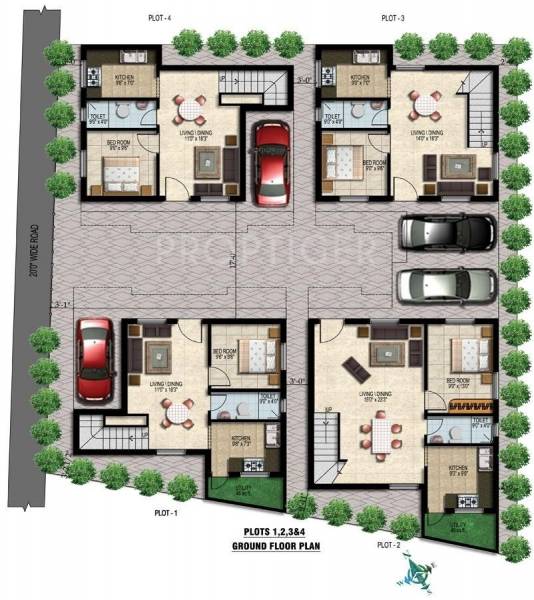  villas Cluster Plan for ground Floor