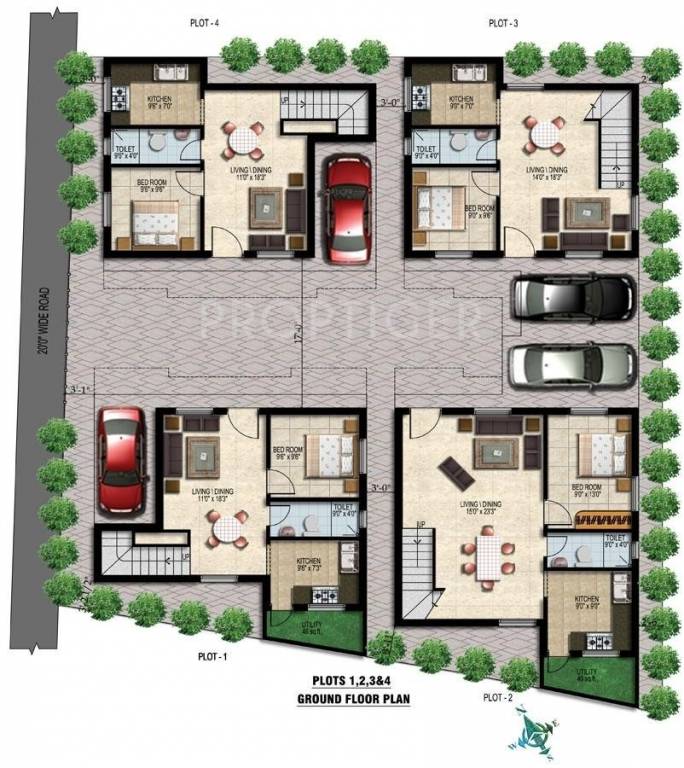 villas Cluster Plan for ground Floor