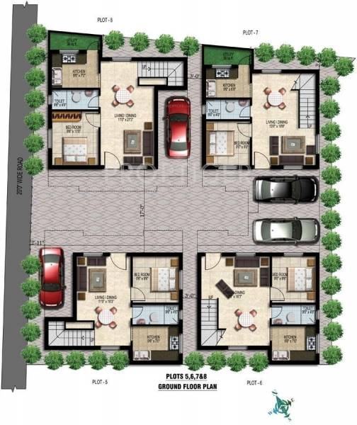  villas Cluster Plan for ground Floor