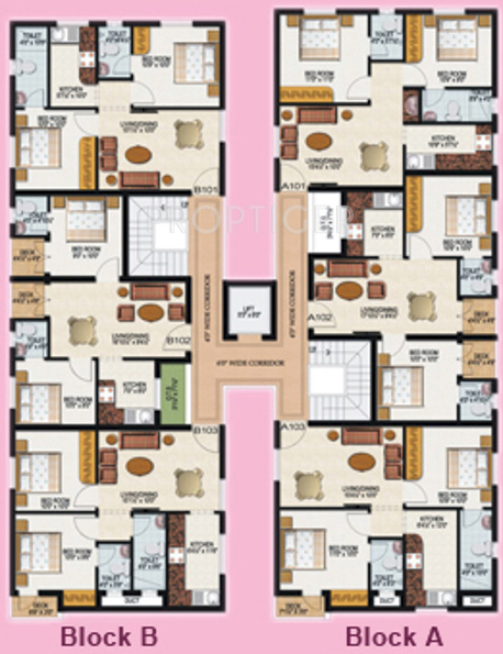 arasur builders avantika Block A & Block B Cluster Plan from 1st to 2nd Floor
