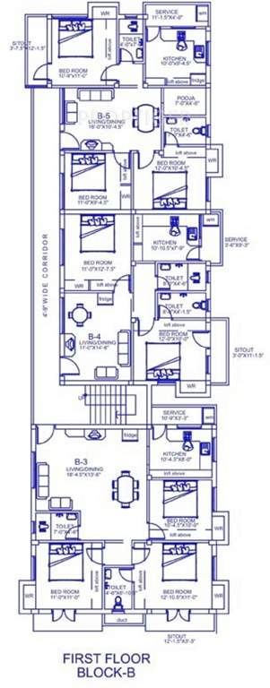 palace homes sai ajaya Block B Cluster Plan for 1st Floor