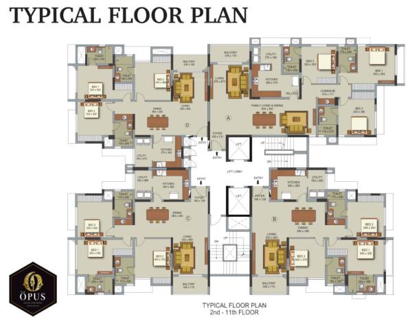  opal-arch Cluster Plan from 2nd to 22th Floor