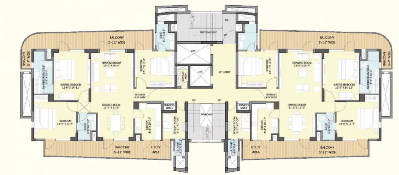 serenity tower no 3 4 5 ews block Block E Typical Cluster Plan