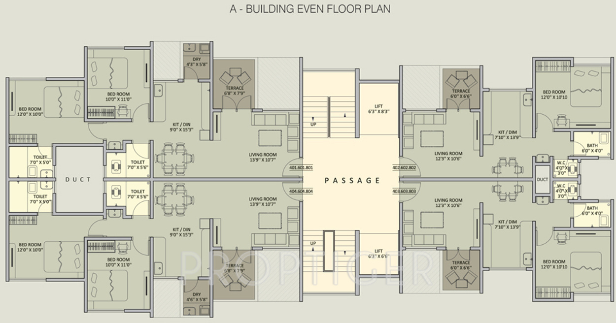 rainbow housing urban forest Building A Even Floor Cluster Plan