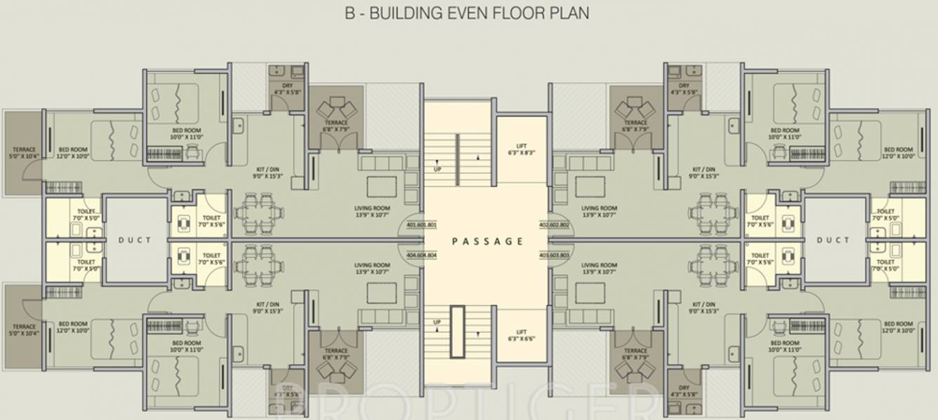 rainbow housing urban forest Building  B Even Floor Cluster Plan