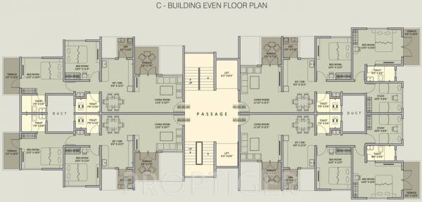 rainbow-housing urban-forest Building  C Even Floor Cluster Plan