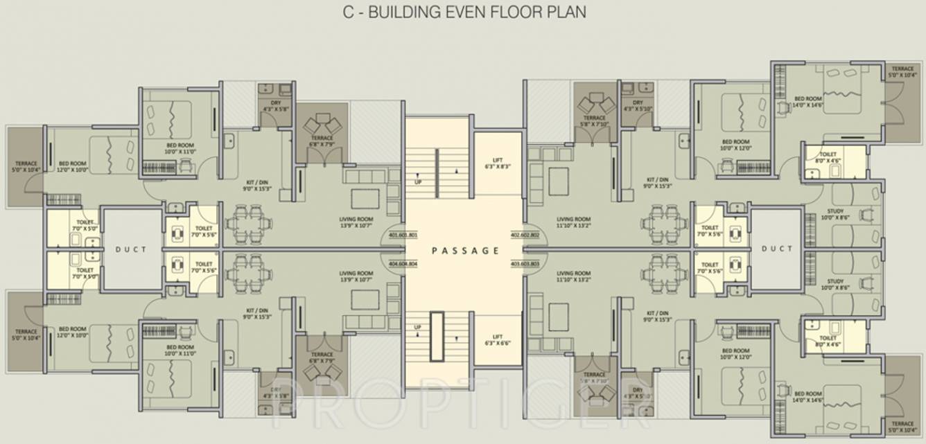rainbow housing urban forest Building  C Even Floor Cluster Plan