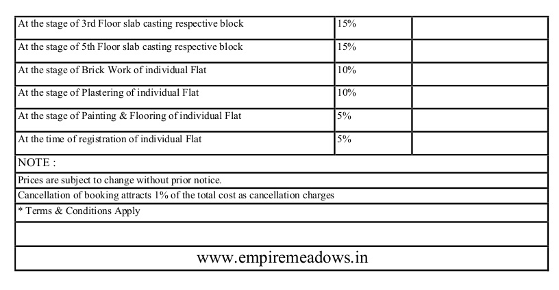 meadows Construction Linked Payment (CLP) Payment Plan