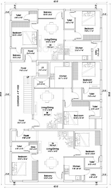 aura-deziner-homes unity SINGLE BLOCK Cluster Plan for 1st Floor