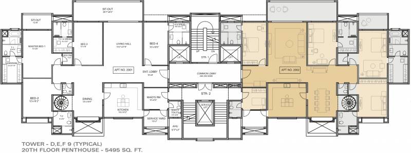  eon-waterfront Tower- D,E,F Cluster Plan for 20th Floor Penthouse