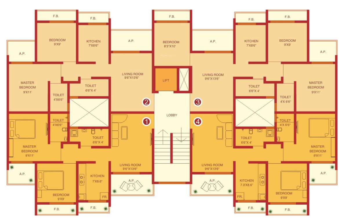  garden city Blue Robin Cluster Plan from 1st to 7th Floor