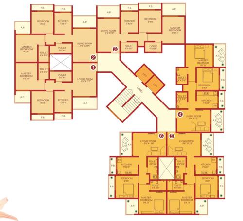  garden-city Blue Robin Cluster Plan from 1st to 7th Floor
