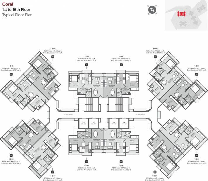  nextown Wing B Cluster Plan from 1st to 16th Floor
