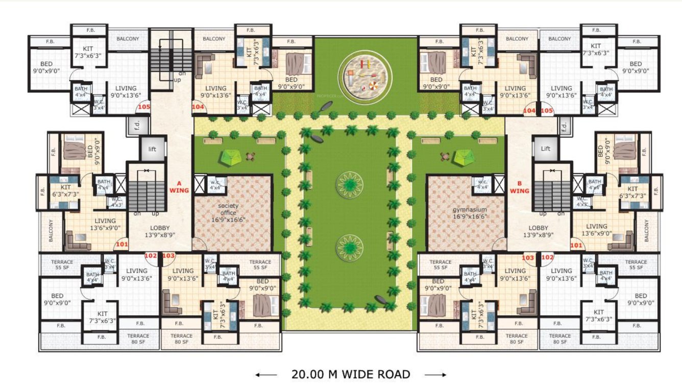  heights First Floor Wing A Cluster Plan
