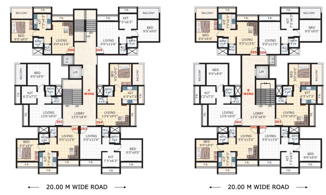  heights Second Floor Wing B Cluster Plan