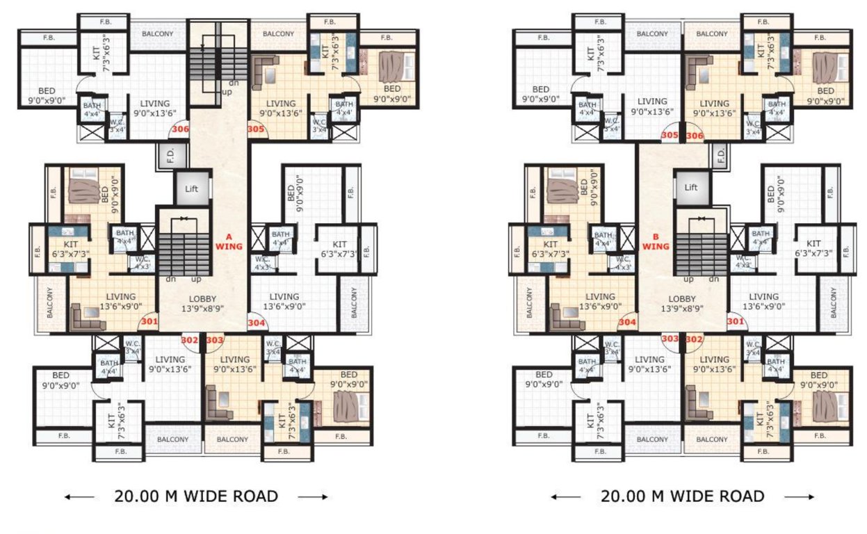  heights Third Floor Wing A Cluster Plan
