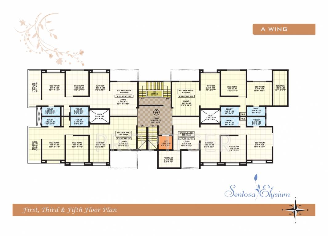 shree ganesh developers sentosa elysium Wing A Cluster Plan for Odd Floor