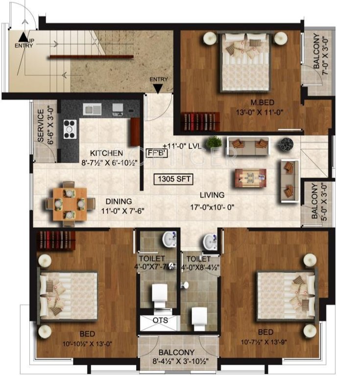 VJS Associates Ashraya Block 1 1st Floor Cluster Plan