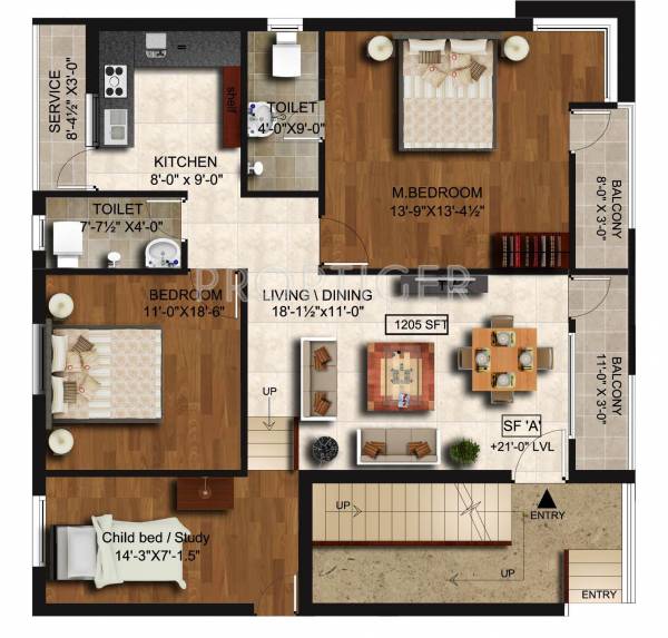 VJS Associates Ashraya Block 1 2nd Floor Cluster Plan