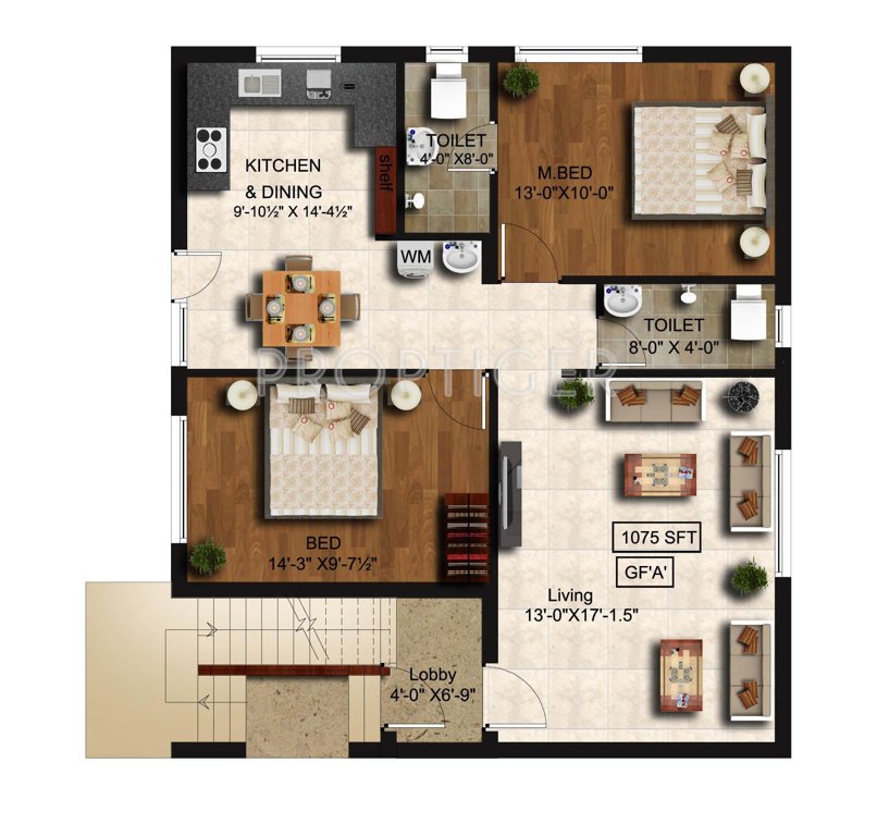 VJS Associates Ashraya Block 1 Ground Floor Cluster Plan