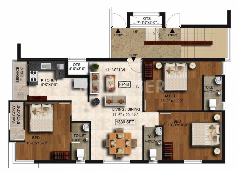 VJS Associates Ashraya Block 4 1st & 2nd Floor Cluster Plan