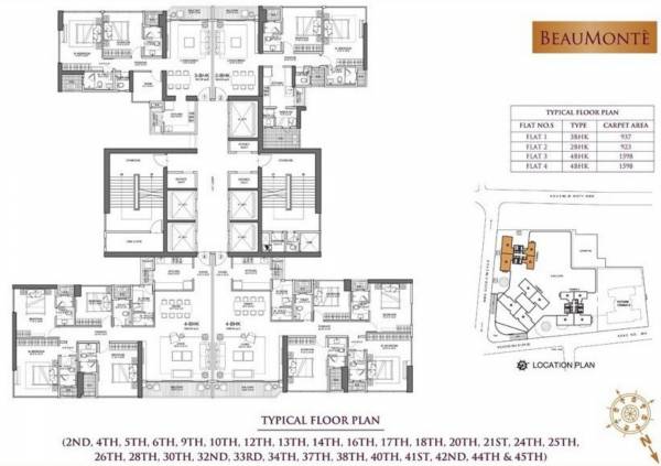  beaumonte Cluster Plan for Typical Floor