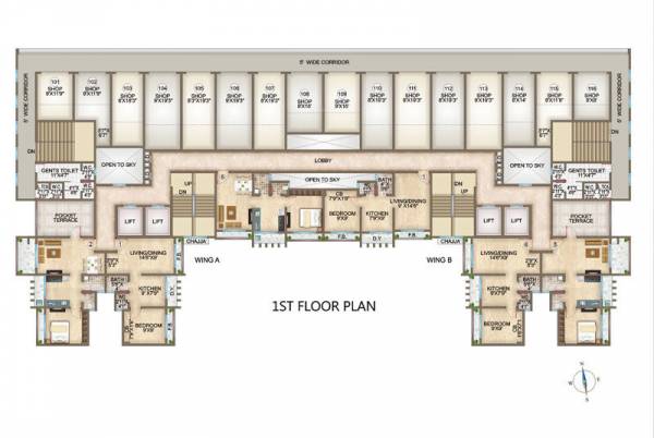  galaxy Wing E Cluster Plan for 1st Floor