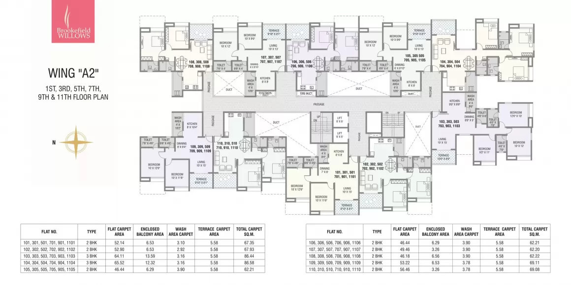  brookefield willows a2 Tower A2 Odd Floor Cluster Plan