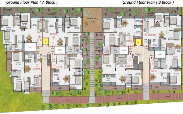pnr-group brinda-residency Block A & B Cluster Plan for Ground Floor