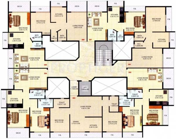 Imperial Enterprises Residency Typical Floor Cluster Plan