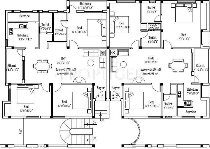 Kanya Homes Sri Harshita Block A3 1st Floor Cluster Plan