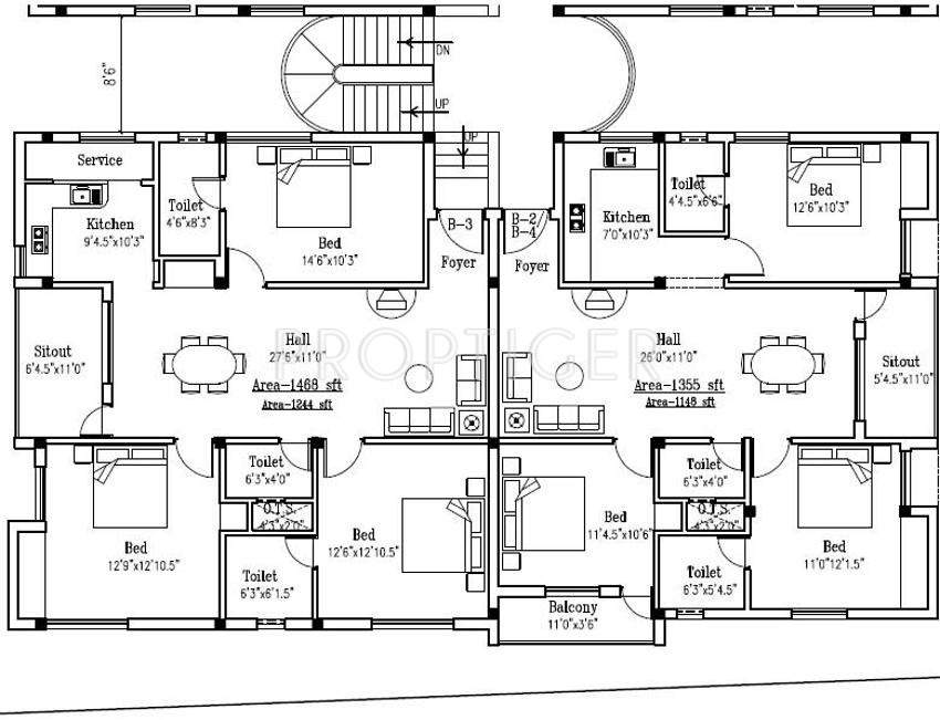 Kanya Homes Sri Harshita Block B2 1st Floor Cluster Plan
