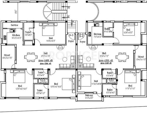 Kanya Homes Sri Harshita Block B3 1st Floor Cluster Plan