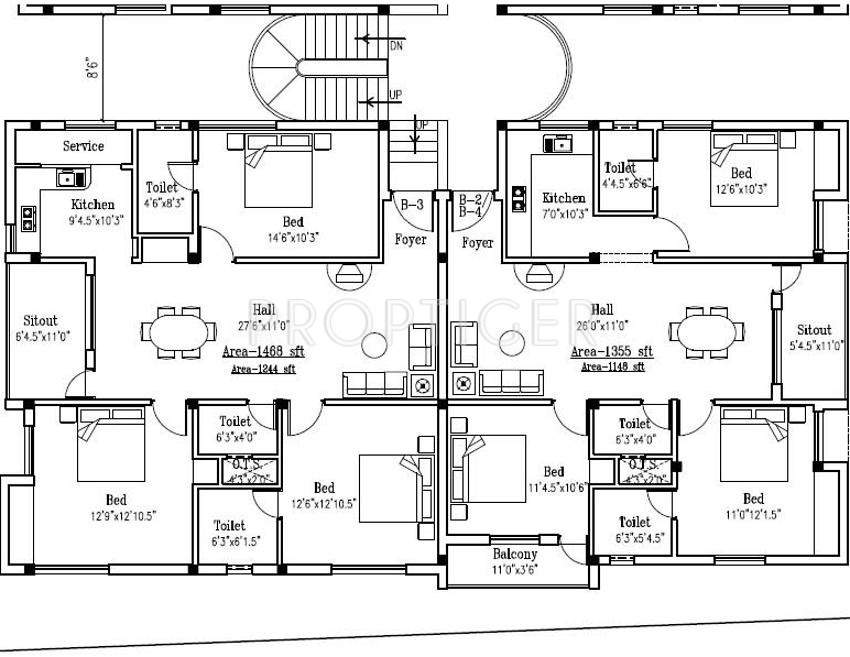 Kanya Homes Sri Harshita Block B3 1st Floor Cluster Plan