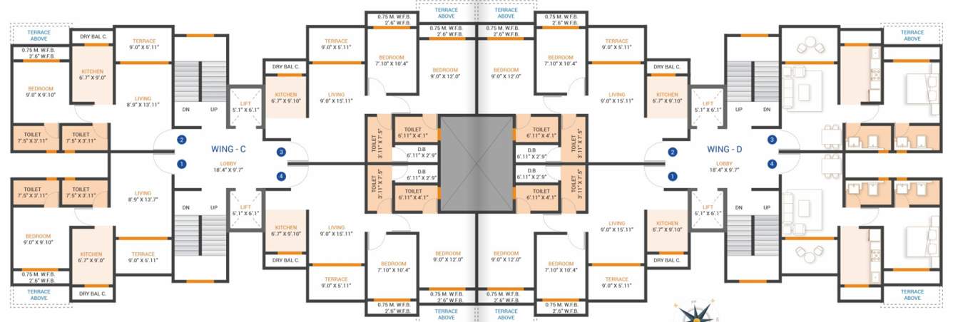  residency apartments Tower C And D Cluster Plan