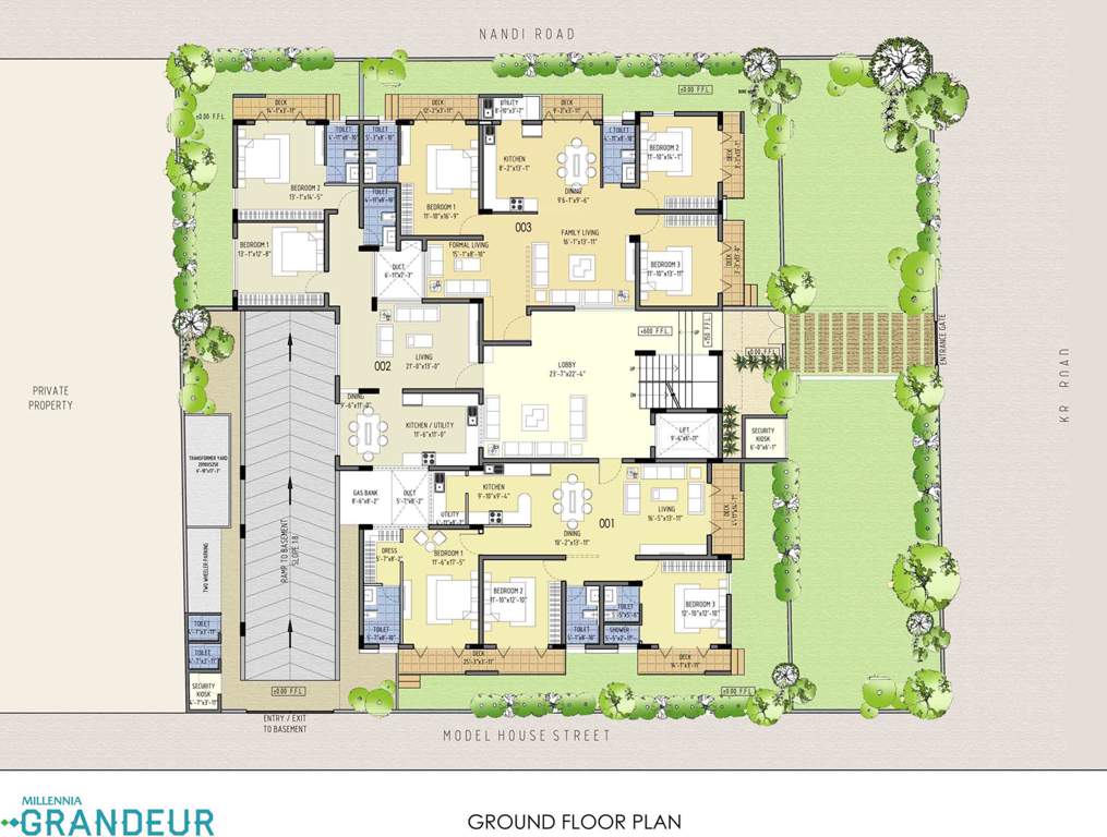 millenia ventures and investments (p) ltd grandeur TOWER 1 Cluster Plan for Ground Floor