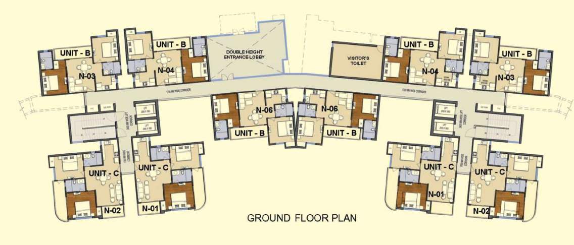  solitairian city T2,T3 Cluster Plan For Ground Floor