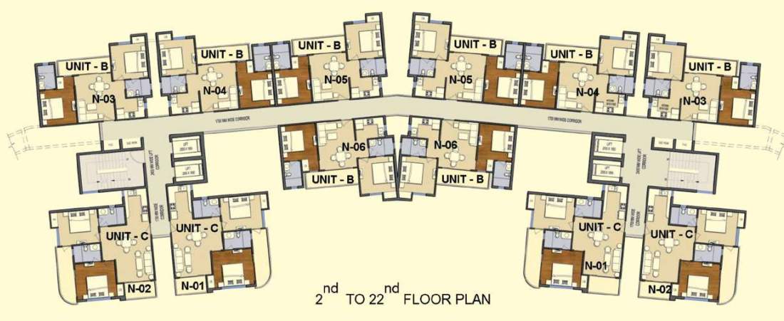  solitairian city T2,T3 Cluster Plan From 2nd To 22th Floor