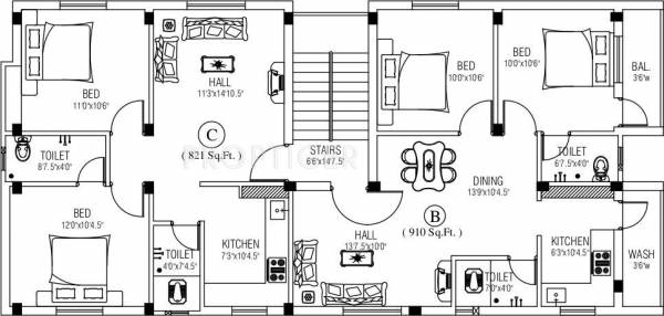 AJ Developers Olivia 1st Floor Cluster Plan