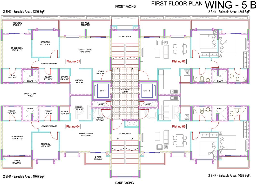 h and m royal Tower 1A Cluster Plan