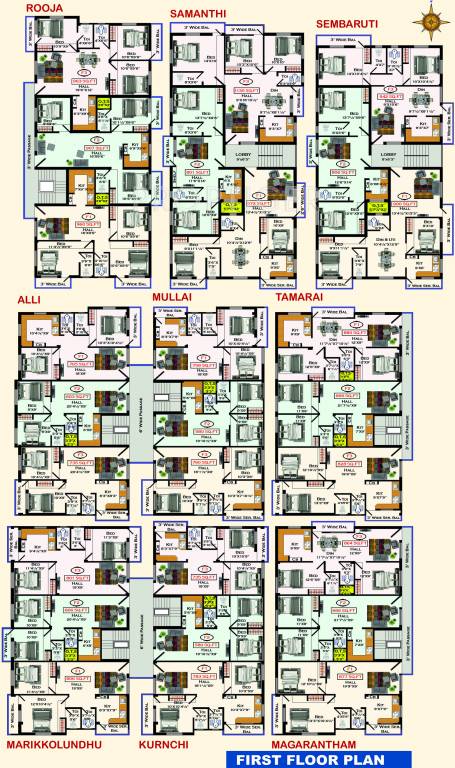 devi builders navapushpam Typical Blocks Cluster Plan for 1st Floor