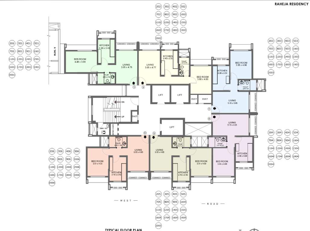  raheja residency A Cluster Plan from 2nd to 20th Floor