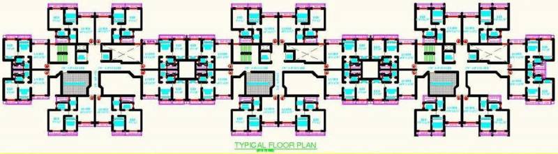 morya-realtors mandar-avenue-a-ii Wing I, Wing II And Wing III Typical Floors Cluster Plan