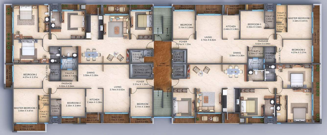  tower of adyar Tower Of Adyar Cluster Plan For 7th & 13th Floor
