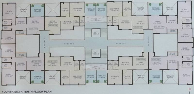  springfield-graceful-spaces Cluster Plan For 4th, 6th, 10th Floor Plan