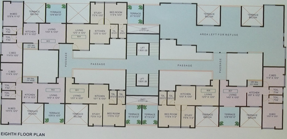 springfield graceful spaces Cluster Plan For 8th Floor Plan