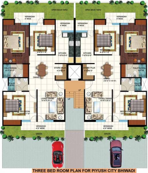  rosette 3BHK Type Cluster Plan